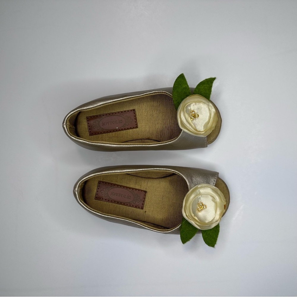 Joyfolie Toddler Girls‎ Gold Flower Ballet Flats Size 5